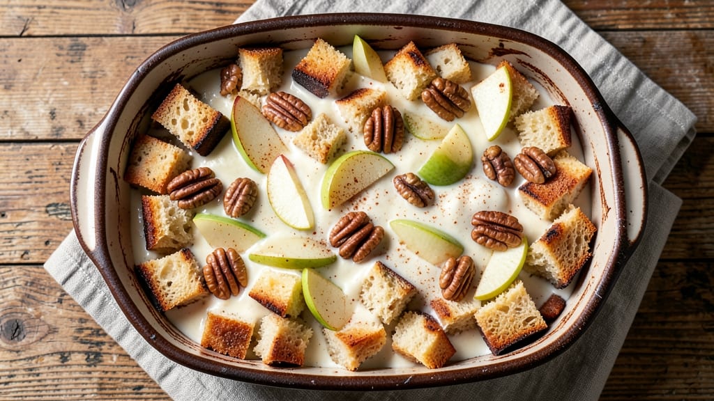 Apple Walnut Bread Pudding Recipe: Spiced Apple-Walnut Crunch in Every Spoonful
