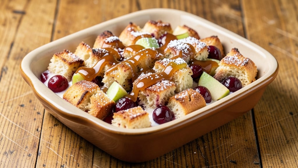Apple Cranberry Bread Pudding Recipe: Spiced Fruit Swirls and Silky Vanilla Custard